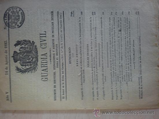 Militaria: boletin guardia civil a&ntilde;o 1893