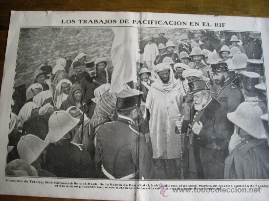 Military Antiques: Hoja central periodico Nuevo Mundo LOS TRABAJOS DE PACIFICACION EN EL RIF.  A&ntilde;o  1909 ENVIO GRATIS