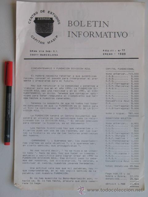 Militaria: Divisi&oacute;n Azul, Boletin Cap. Masip n&ordm; 17 enero 1989.