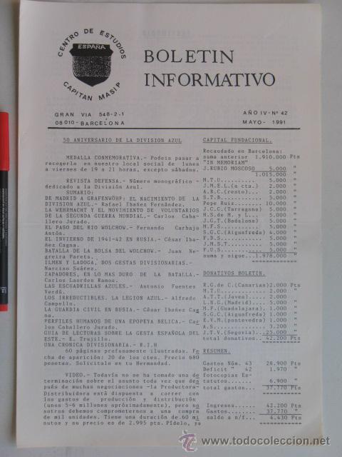 Militaria: Divisi&oacute;n Azul, Boletin Cap. Masip. n&ordm; 42 mayo 1991.