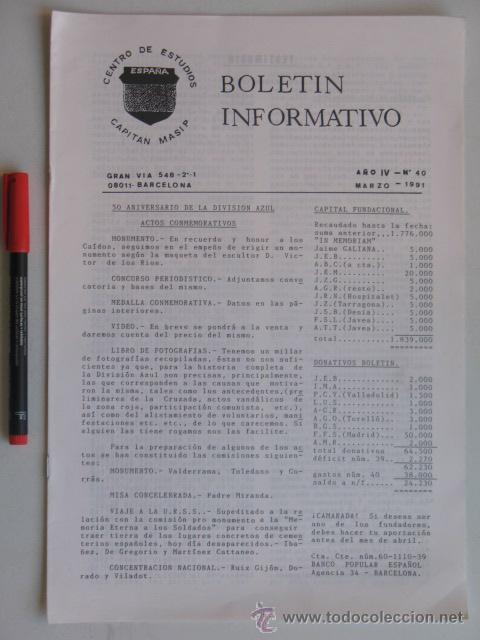 Militaria: Divisi&oacute;n Azul, Bolet&iacute;n Cap. Masip n&ordm; 40 marzo 1991