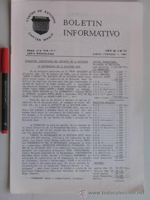 Militaria: Divisi&oacute;n Azul, Bolet&iacute;n Cap. Masip n&ordm; 39 enero - febrero 1991.
