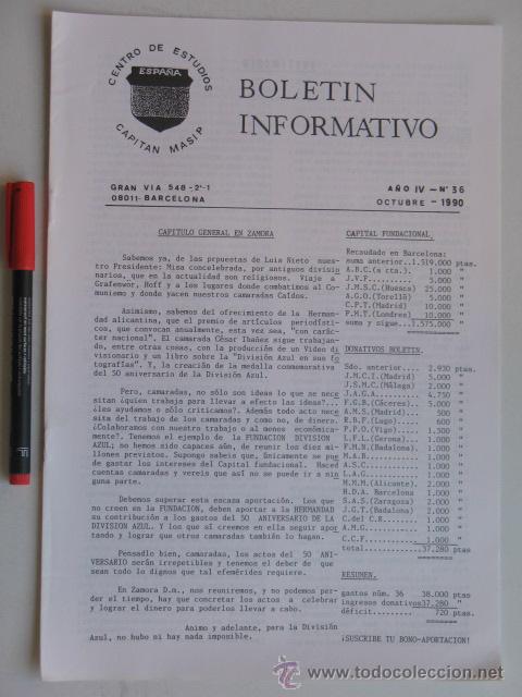 Militaria: Divisi&oacute;n Azul,Bolet&iacute;n Cap. Masip n&ordm; 36 octubre 1990.
