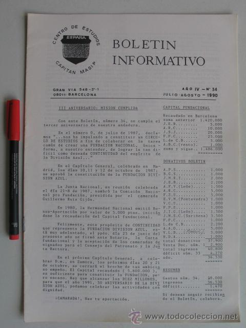 Militaria: Divisi&oacute;n Azul, Bolet&iacute;n Cap. Masip n&ordm; 34 julio - agosto 1990.