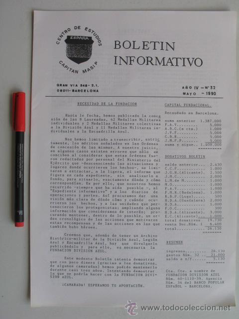Militaria: Divisi&oacute;n Azul, Bolet&iacute;n Cap. Masip n&ordm; 32 mayo 1990.