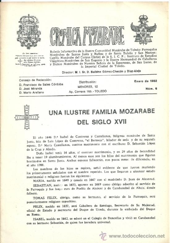 Militaria: Cr&oacute;nica Moz&aacute;rabe. Bolet&iacute;n de la Ilustre Comunidad Moz&aacute;rabe de Toledo. n&ordm; 6. Enero de  1982. 16 p&aacute;g.