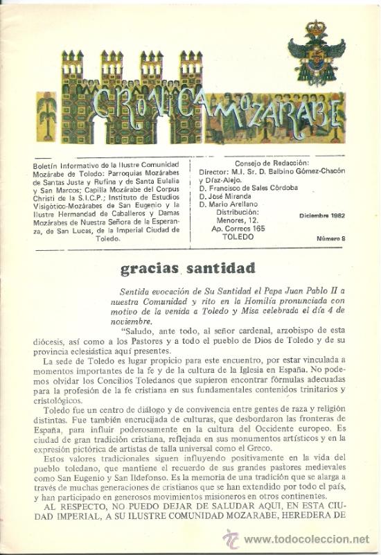 Militaria: Cr&oacute;nica Moz&aacute;rabe. Bolet&iacute;n de la Ilustre Comunidad Moz&aacute;rabe de Toledo. n&ordm; 8. Diciembre 1982. 18 p&aacute;g.