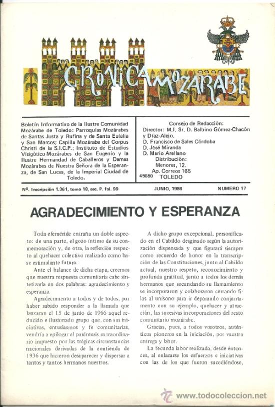 Militaria: Cr&oacute;nica Moz&aacute;rabe. Bolet&iacute;n de la Ilustre Comunidad Moz&aacute;rabe de Toledo. n&ordm; 17. Junio de  1986.