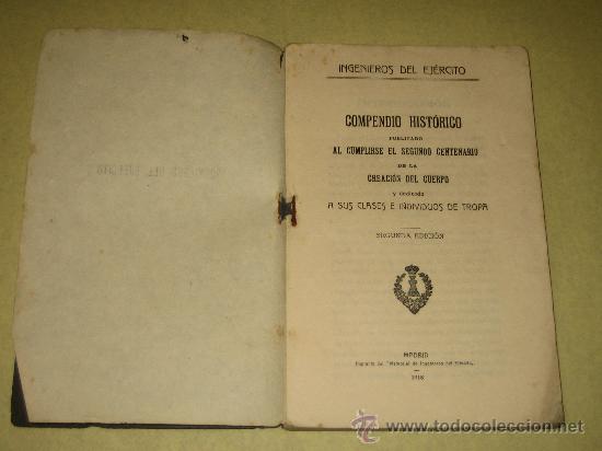 Militaria: COMPENDIO HISTORICO - INGENIEROS DEL EJERCITO - 1918 - Foto 2