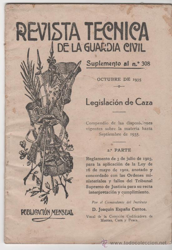 Militaria: Revista Tecnica de la Guardia Civil. Suplemento al n&ordm; 308. Octubre de 1935.