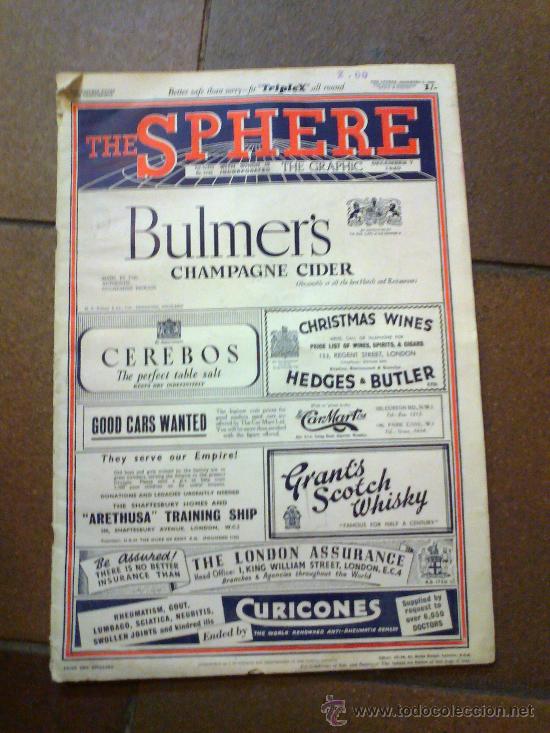Militaria: Revista The Sphere. Diciembre 1940. Noticias im&aacute;genes, Publicidad. Aviones ingleses, etc.