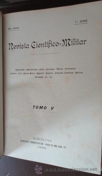 Militaria: Revista Cient&iacute;fico-Militar, tomo V, 1909. 384 p&aacute;ginas
