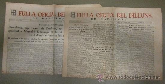 Militaria: Lote de 2 diarios FULL OFICIAL DEL DILLUNS, 1931