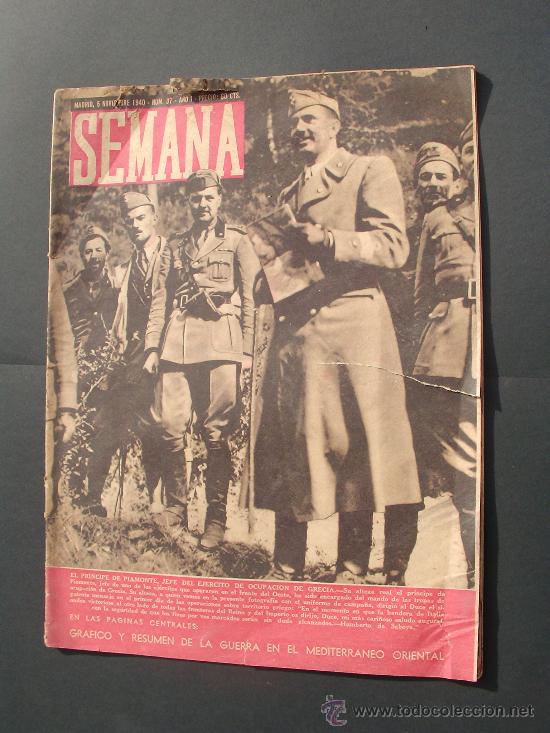 Militaria: Revista Semana. N&uacute;mero 37. A&ntilde;o 1. 1940.