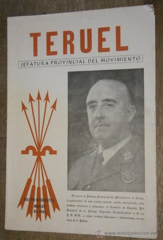 Militaria: Bolet&iacute;n informativo, Teruel, Jefatura provincial del movimiento, marzo de 1961. 11 p&aacute;ginas