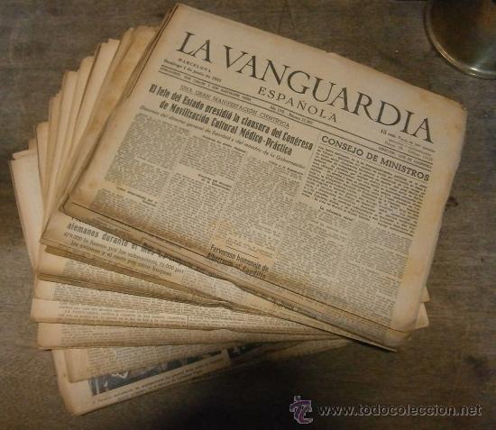 Militaria: Lote de 17 peri&oacute;dicos &rdquo;La vanguardia&rdquo;, del 1 al 22 de junio de 1941.