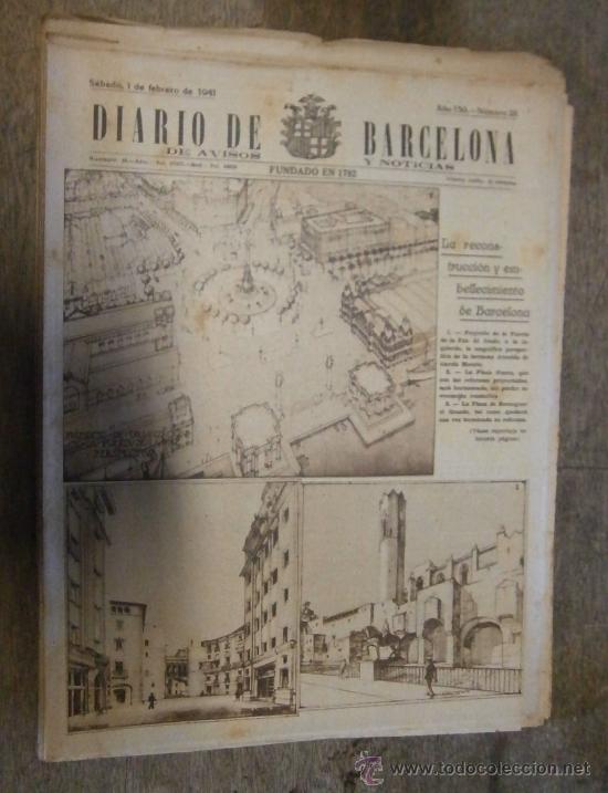 Militaria: Lote de 24 peri&oacute;dicos &rdquo;Diario de barcelona&rdquo;. Del 1 al 27 de febrero de 1941.