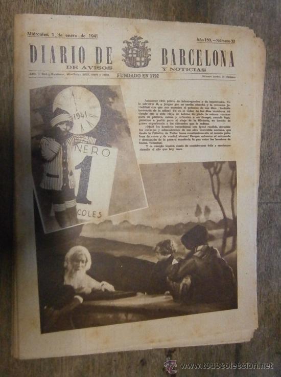 Militaria: Lote de 24 peri&oacute;dicos &rdquo;Diario de barcelona&rdquo;. Del 1 al 31 de enero de 1941.