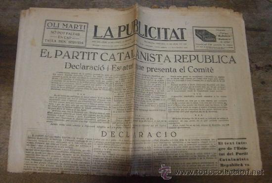 Militaria: Peri&oacute;dico &rdquo;La publicitat&rdquo;, en catal&agrave;, dimecres 11 de mar&ccedil; 1928.