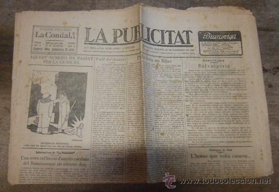 Military Antiques: Peri&oacute;dico &rdquo;La publicitat&rdquo;, en catal&agrave;, dimarts 27 de desembre 1927.