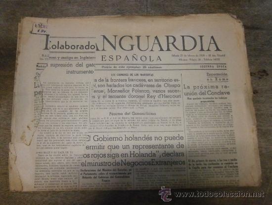 Militaria: Lote de 3 peri&oacute;dicos la vanguardia, a&ntilde;o LV, 1939.