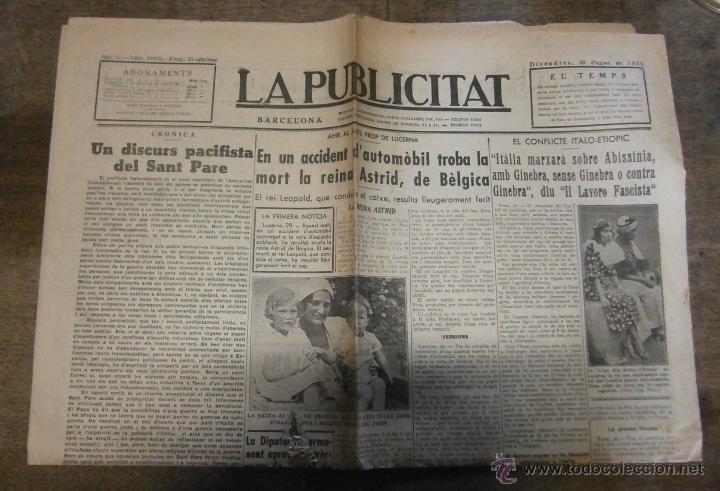 Military Antiques: Peri&oacute;dico La publicitat, any 51, n&ordm;18976, 30 d'agost de 1935