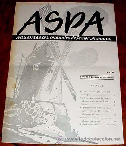 Military Antiques: ASPA REVISTA  9-7-1941 N&ordm; 92 - BERLIN CHARLOTTENBURG 2, POSTFACH 97 - REVISTA DE ACTUALIDADES SOCIAL