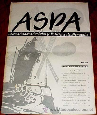 Military Antiques: ASPA REVISTA  5-11-1941 N&ordm; 106  - BERLIN CHARLOTTENBURG 2, POSTFACH 97 - REVISTA DE ACTUALIDADES SOC