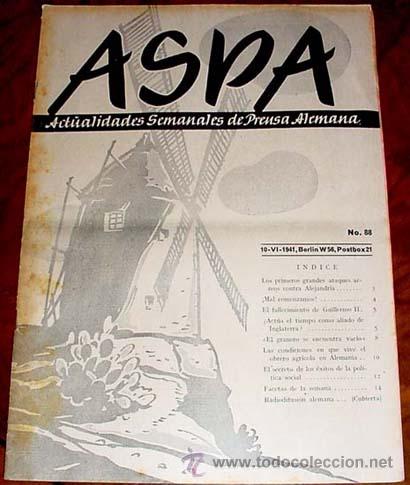 Military Antiques: ASPA REVISTA  10-6-1941 N&ordm; 88  - BERLIN CHARLOTTENBURG 2, POSTFACH 97 - REVISTA DE ACTUALIDADES SOCI