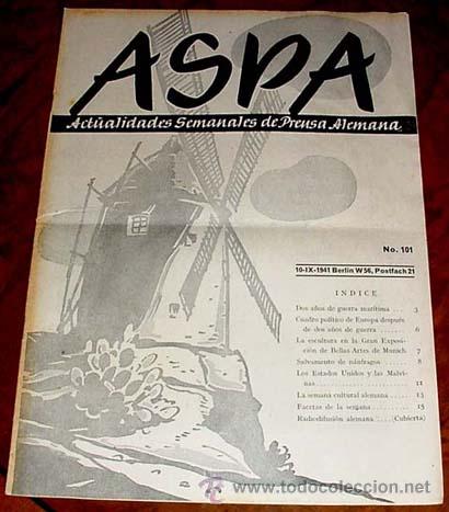 Military Antiques: ASPA REVISTA  10-11-1941 N&ordm; 101  - BERLIN CHARLOTTENBURG 2, POSTFACH 97 - REVISTA DE ACTUALIDADES SO
