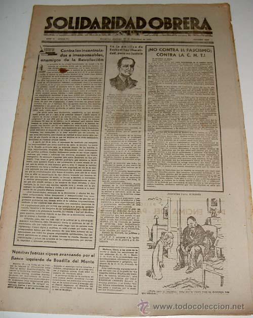 Military Antiques: ANTIGUO PERIODICO SOLIDARIDAD OBRERA - ORGANO DE LA CONFEDERACION REGIONAL DEL TRABAJO DE CATALU&Ntilde;A -