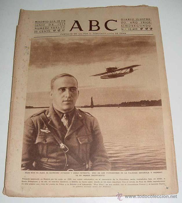 Military Antiques: ANTIGUO PERIODICO ABC - 18 DE JUNIO DE 1939 - 31 PAG - MIDE 32X24 CMS - LA CONQUISTA DE BILBAO.