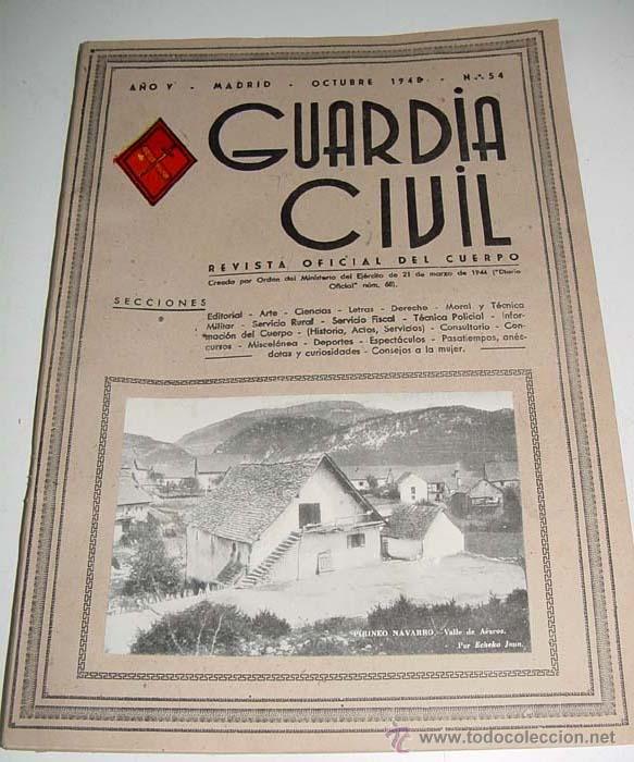 Military Antiques: ANTIGUA REVISTA OFICIAL DEL CUERPO DE LA GUARDIA CIVIL - CROMO ILUSTRADO EN LA PORTADA - OCTUBRE 194