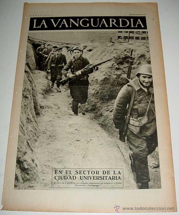 Militaria: LA VANGUARDIA - GUERRA CIVIL - 4 PAG - 8 DE ABRIL DE 1937 - ANTIGUO PERIODICO - MUCHAS FOTOS - VISTO