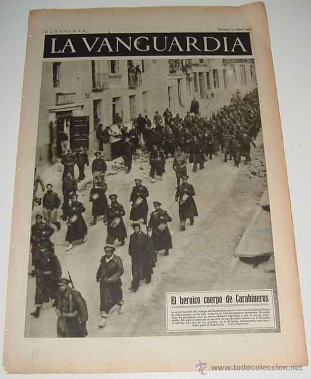 Militaria: LA VANGUARDIA - GUERRA CIVIL - 4 PAG - 16 DE ABRIL DE 1937 - ANTIGUO PERIODICO - MUCHAS FOTOS - VIST