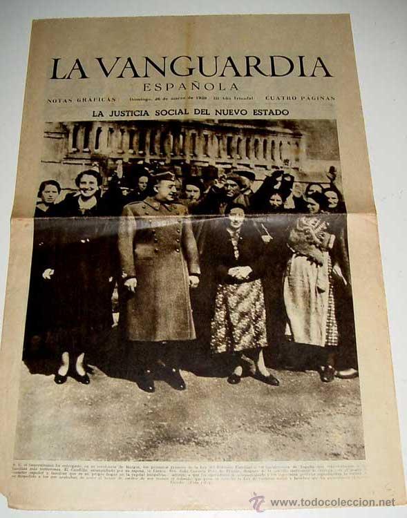 Military Antiques: ANTIGUO PERIODICO - LA VANGUARDIA - 26 DE MARZO DE 1939 - PLENA GUERRA CIVIL - 4 PAGINAS - MIDE 48,5