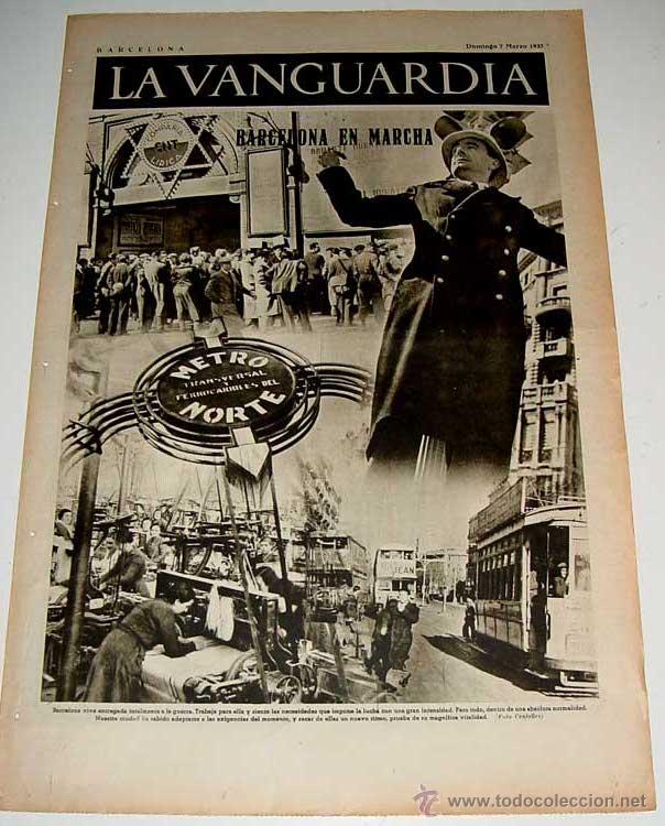 Military Antiques: ANTIGUO PERIODICO - LA VANGUARDIA - 7 MARZO 1937 - PLENA GUERRA CIVIL - 4 PAGINAS - MIDE 48,5 X 33 C