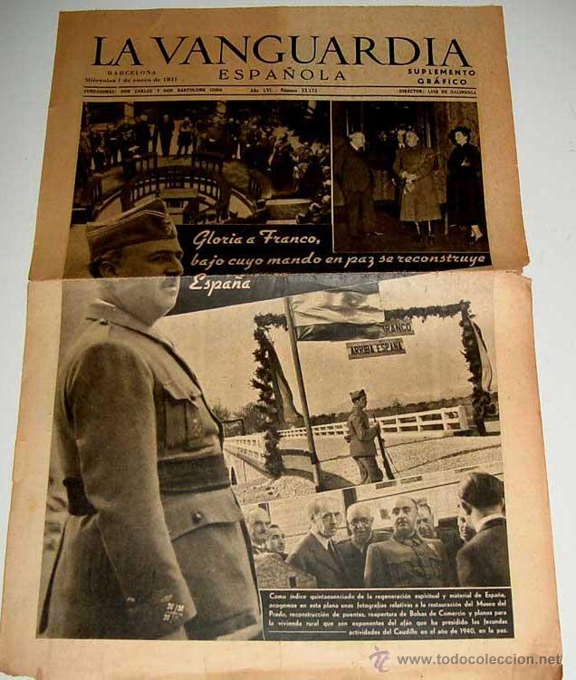 Military Antiques: ANTIGUO PERIODICO - LA VANGUARDIA - 1 DE ENERO DE 1941 - 4 PAGINAS - MIDE 48,5 X 33 CMS.