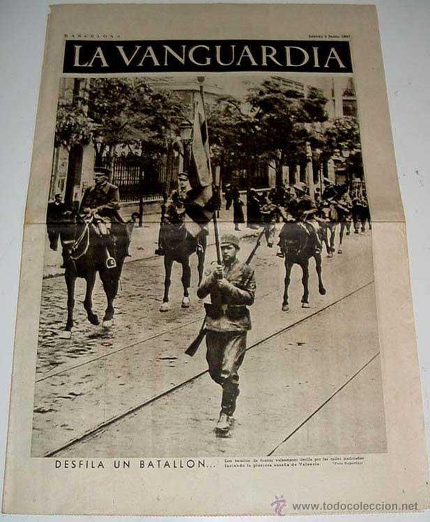 Militaria: LA VANGUARDIA - DESFILA UN BATALLON - GUERRA CIVIL - 4 PAG - 3 DE JUNIO DE 1937 - MUCHAS FOTOS - VIS