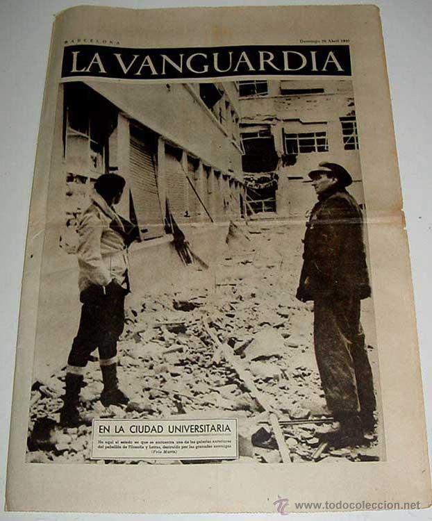 Militaria: LA VANGUARDIA - EN LA CIUDAD UNIVERSITARIA,  MADRID - 4 PAG - 25 DE ABRIL DE 1937 - MUCHAS FOTOS - V