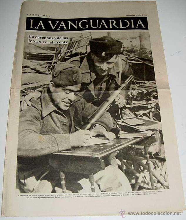 Militaria: LA VANGUARDIA - LA ENSE&Ntilde;ANZA DE LAS LETRAS EN EL FRENTE, UNA ESCUELA PRE MILITAR PARA CAMPESINOS - 4