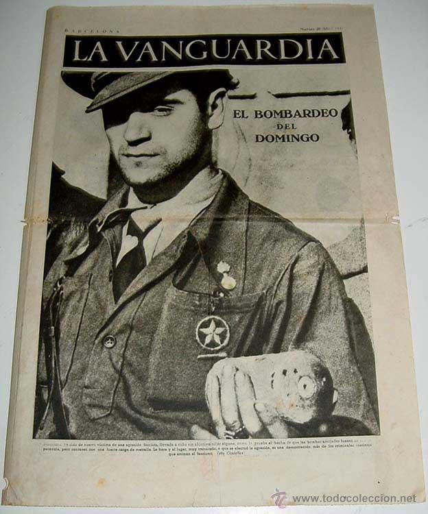 Militaria: LA VANGUARDIA - LA EL BOMBARDEO DEL DOMINGO, MANIOBRAS MILITARES - 4 PAG - 20 DE ABRIL DE 1937 - MUC