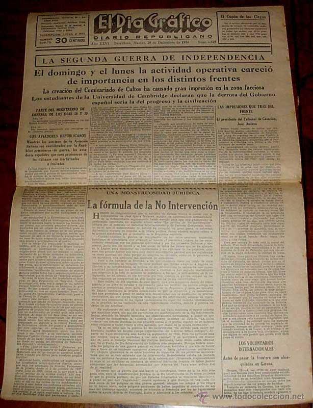 Militaria: ANTIGUO PERIODICO ZONA ROJA - EL DIA GRAFICO, DIARIO REPUBLICANO DE BARCELONA - 20 DE DICIEMBRE DE 1