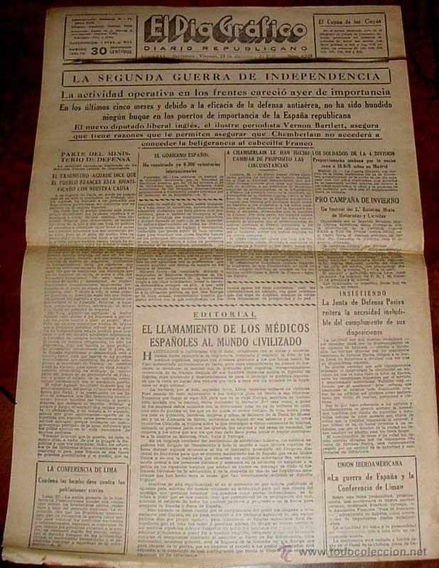 Militaria: ANTIGUO PERIODICO ZONA ROJA - EL DIA GRAFICO, DIARIO REPUBLICANO DE BARCELONA - 23 DE DICIEMBRE DE 1