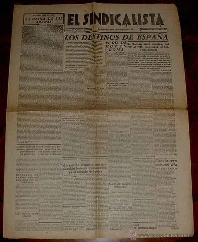 Militaria: ANTIGUO PERIODICO EL SINDICALISTA DE 13 DE ENERO DE 1939 PLENA GUERRA CIVIL ESPA&Ntilde;OLA - ORGANO DEL PA
