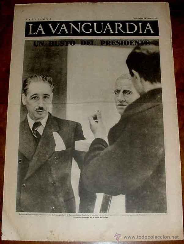 Militaria: LA VANGUARDIA - UN BUSTO DEL PRESIDENTE COMPANYS - 4 PAG - 13 DE ENERO DE 1937 - PLENA GUERRA CIVIL
