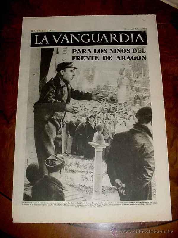 Militaria: LA VANGUARDIA - PARA LOS NI&Ntilde;OS DEL FRENTE DE ARAGON - MADRID TUMBA DEL FASCISMO - 4 PAG - 3 DE FEBRE