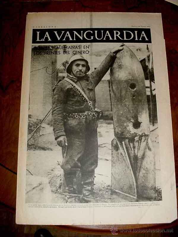 Militaria: LA VANGUARDIA - BOMBAS ALEMANAS EN LOS FRENTES DEL CENTRO - 4 PAG - 18 DE MARZO DE 1937 - PLENA GUER