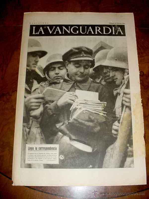Militaria: LA VANGUARDIA - LLEGA LA CORRESPONDENCIA - 4 PAG - 27 DE MARZO DE 1937 - PLENA GUERRA CIVIL - MUCHAS