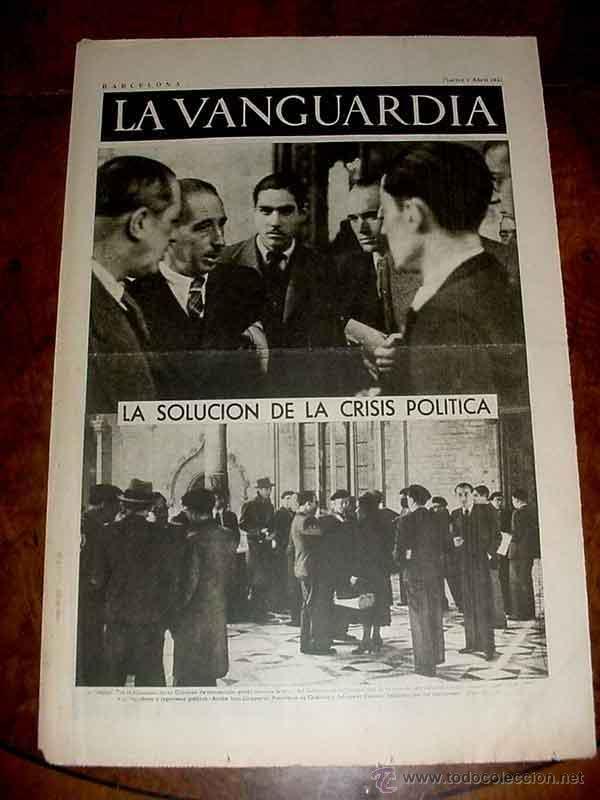 Militaria: LA VANGUARDIA - LA SOLUCION DE LA CRISIS POLITICA, ALAS NEGRAS SOBRE EL LITORAL CATALAN - 4 PAG - 6